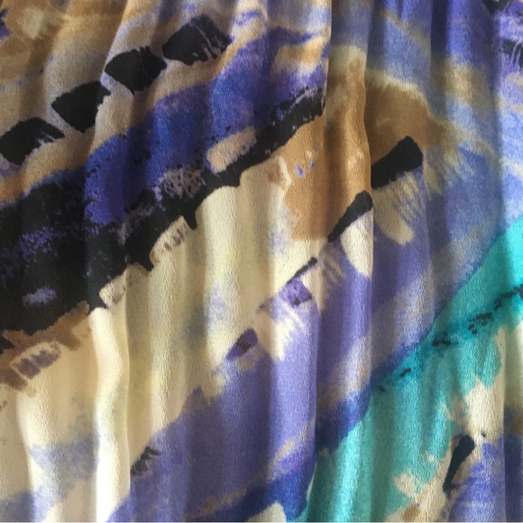 Nicola Multicolor Stretchy Top-Pleated-Puffy Sleeve-M- Sequins-Purple Brown Teal - Picture 13 of 15